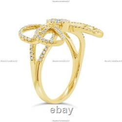 Ribbon Bow Band Wedding Ring 14k Yellow Gold Natural Diamond No Stone Jewelry