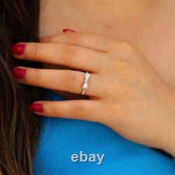 Round Cut Simulated Diamond Bow Knot Engagement Ring 14K White Gold Finish