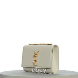 SAINT LAURENT 1750$ Small YSL Kate Chain Bag In White Grain De Poudre Leather