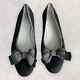 SALVATORE FERRAGAM Dresda Black Suede with Bow Accent Flat Pumps Size 8.5