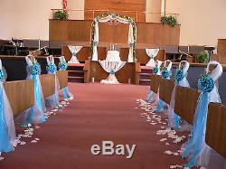 SET OF 1O Wedding decor. Chair Bows Pew Bows Turquoise White, Church Aisle decor