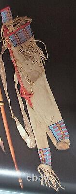SIOUX QUIVER in BISON SKIN with BOW and ARROWS / PERIOD 1880