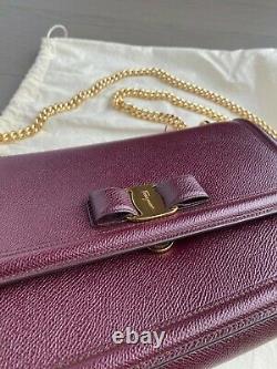 Salvatore Ferragamo Medium Ginny Vara Bow Pebbled Calfskin Leather Shoulder Bag