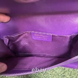 Salvatore Ferragamo Purse Calfskin Mini Miss Vara Bow Chain Purple Shoulder Bag