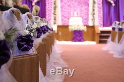 Set of 10 Purple Wedding decorations Chair Bows Pew Bow Satin Church Aisle Decor
