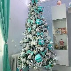 Set satin bows present box decor Christmas tree gift ornament turquoise tiffany