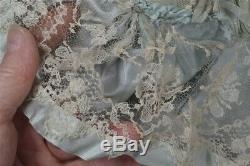 Sewing lace silk pin cushion bows beads large 19th OOAK unusual antique 1850