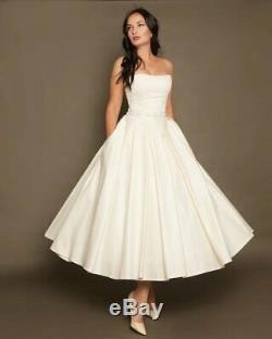 Short Wedding Dress Size 8 A line Tea Length Wedding Dress Ivory