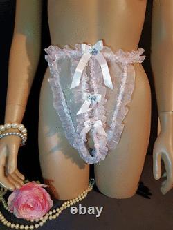 Sissy Ultra Super soft tranculent Discreet Pink Bikini Tanga Open Crotch
