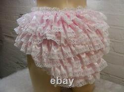 Sissy pink satin ruffle lace panties mens lingerie knickers all sizes colours
