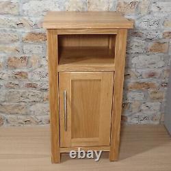 Solid Oak One Door / Shelf Cupboard Cabinet Chrome Bow Handle, Handmade in Devon