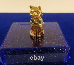 Solid large 9ct Gold SITTING CAT with BOW TIE CHARM Pendant 5.4gr Hm 2cm 184hh
