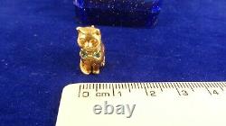 Solid large 9ct Gold SITTING CAT with BOW TIE CHARM Pendant 5.4gr Hm 2cm 184hh