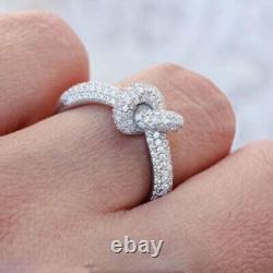 Sparkling 1Ct Round Cut VVS1/D Diamond Knot Band Ring in 14k White Gold Finish