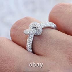 Sparkling 1Ct Round Cut VVS1/D Diamond Knot Band Ring in 14k White Gold Finish