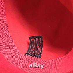 Stasha Chimbur Hat Handmade Red Orange Wool Wide Brim Cut Wool Leaves Bow 7 1/2