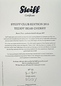 Steiff 2015 Club Bear Cherry Ltd Ed. 33cm, Russet -Mohair EAN421341