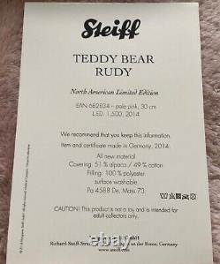 Steiff Pale Pink Bear Rudy Swarovski North American Ltd Ed Orig Box Tags Cert Ec