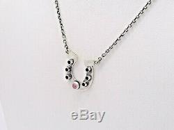 Sterling Silver Horseshoe Pendant Necklace With Pink Tourmaline By Ivey Bows