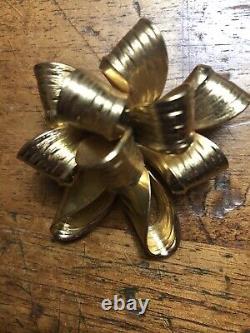 Stunning Rare Signed Grosse 1965 Germany Gold Tone Ribbon Bow Brooch Pin Mint