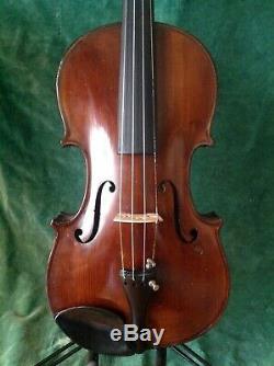 Superb Antique Violin handmade E R Schmidt signed label Stradivarius + bow case