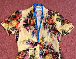 Suzannah London Yellow Gold/Blue/Multi Floral Silk 1940s Tie Front Tea Dress 10