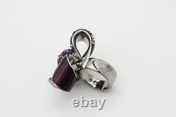 Swarovski Nirvana Cocktail Purple Flower Ribbon Bow Ring, Silver, Size 52 UK L