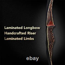 TOPARCHERY Handmade Wood Longbow 20-70lb Archery Traditional Bow Hunting Target