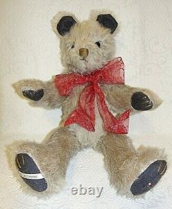 Teddy Bear Hand Made Original Cinda McClymond Red Bow Articulating Limbs 18
