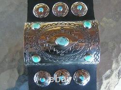 Terrific Navajo Handmade Turquoise & Nickel Silver Ketoh, Bow Guard Bracelet