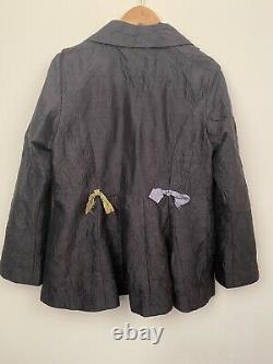 Terry Macey 100% Silk One Of A Kind Handmade Peplum Black Jacket Size 14