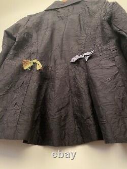 Terry Macey 100% Silk One Of A Kind Handmade Peplum Black Jacket Size 14