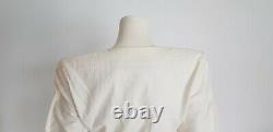 Thierry MUGLER jacket and skirt white cream suit piquet fabric Bow on the back U