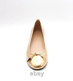 Tod's 614 Gold Tone Metallic Leather Ballerina Flats 36 / US 6
