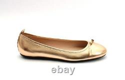 Tod's 614 Gold Tone Metallic Leather Ballerina Flats 37 / US 7