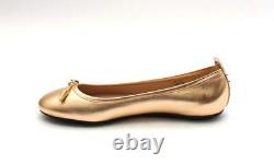 Tod's 614 Gold Tone Metallic Leather Ballerina Flats 37 / US 7
