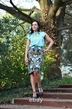 Top and skirt set, Design, handmade, turquoise, Brand new size 12