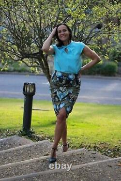 Top and skirt set, Design, handmade, turquoise, Brand new size 12