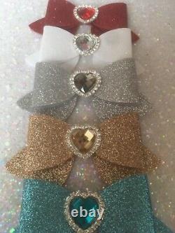 UK Seller Sparkling Glitter Double Bow Girl Hair Clip Girls Baby Christmas