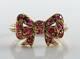 UNUSUAL 9CT 9K GOLD INDIAN RUBY BOW ART DECO INS KNOT RING Size L & Free Resize