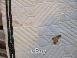 USA Made Queen Size Quilt -Bow Tie Patchwork 84 x 100 Hand Quilted