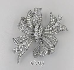 Unique Ribbon Bow Design Lab-Created White 20.20CT Diamonds 925 Silver Brooch