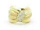 Unique Solid 14kt Yellow Gold Genuine White Diamond Bow Design Wide Band Ring