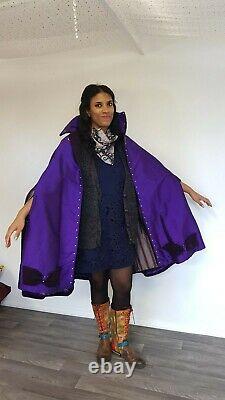 Unique one off handmade cape made from wool and silk with buckle fastening