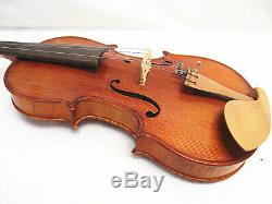 Used/Old 3/4 hand-made one piece flamed back violin+case+Bow+String #AQ308