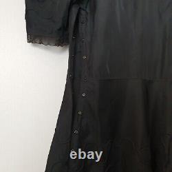 VINTAGE Handmade BLACK DRESS Covered Buttons Frills Lace Bow DETAILED 33 Chest