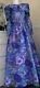 VTG 70s 80s DIANE FREIS Designer Purple Floral Bridesmaid Prom Georgette Dress S