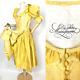 VTG yellow silk dirndl dress apron bag set Octoberfest Folk princess 10UK S