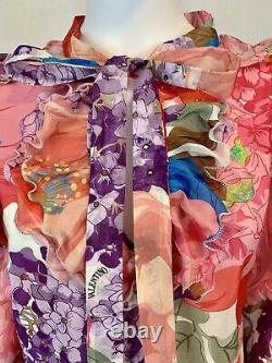 Valentino Floral Print Trim Blouse, Size M BLOUSE MADE WITH VALENTINO FABRIC