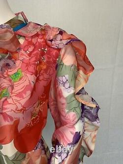 Valentino Floral Print Trim Blouse, Size M BLOUSE MADE WITH VALENTINO FABRIC